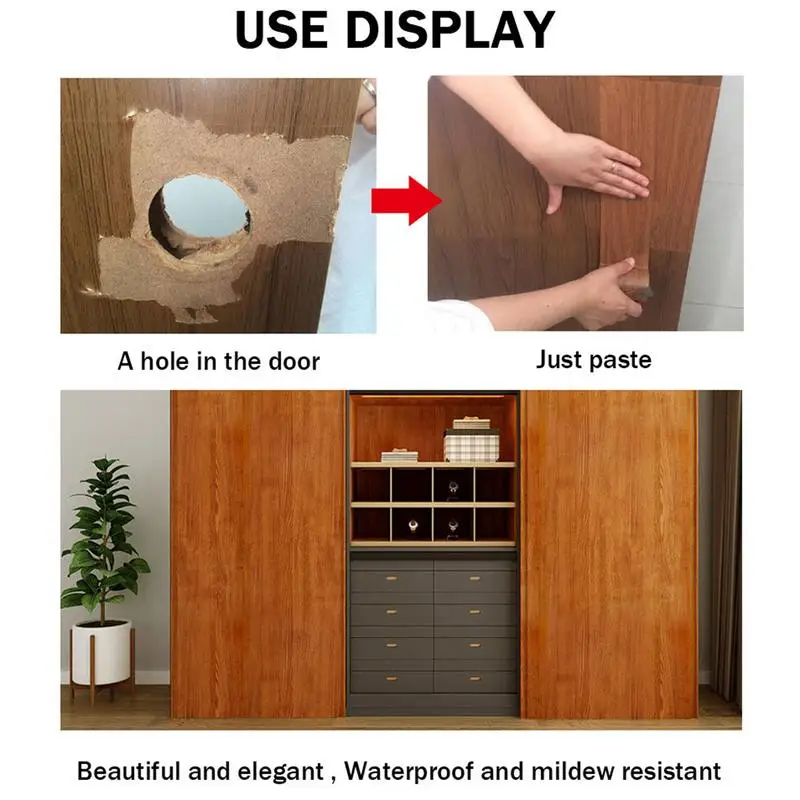 Cinta de renovación autoadhesiva con textura de madera, accesorio de reparación de muebles impermeable para puertas, pegatinas de muebles de grano de madera