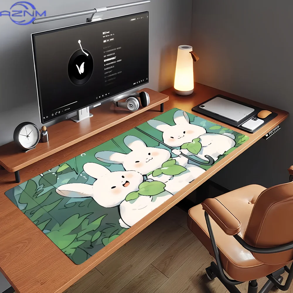 Lovely Bunny Rabbit Kawaii Mouse Pad Non-slip Rubber Gamer Balance Computer Mat Decoracion Deskmat Laptop Office Large