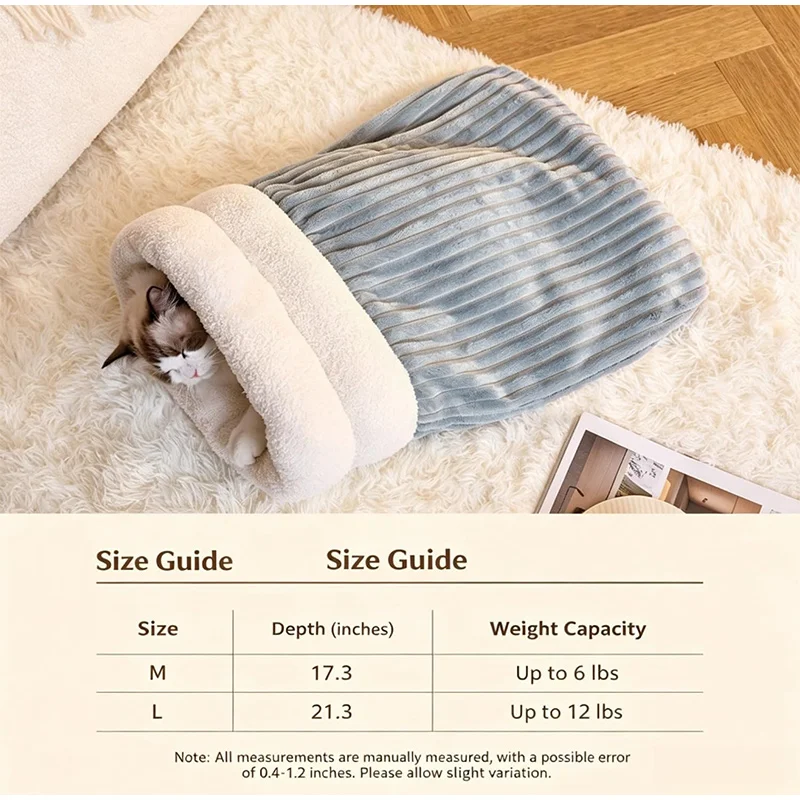 Katzenschlafsack, warm, flauschig, geschlossener Tunnel, Katzenbett für Hauskatzen, Katzenhöhlenbett, gemütliches, selbstwärmendes Haustierbett für Kätzchen – Detail 1