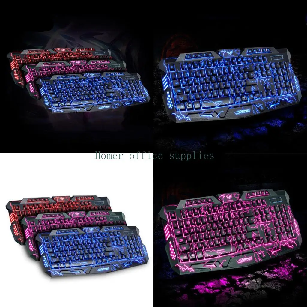 K43B Rainbow Gaming Computer Keyboard Ergonomic Keyboards 104 Multimedia Keys for Windows and Desktop