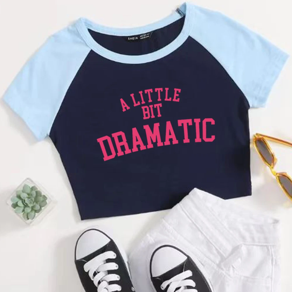 Mean Girls A Little Bit Dramatic Crop Tops T-shirt Women Girls Short Crop Tops