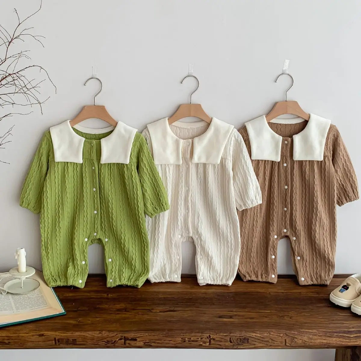 

Baby Girl and Boy Clothes Autumn Long Sleeve Twist Romper Jumpsuit Outing Sweater Climbing Bodysuit Newborn Items Sets 6 months