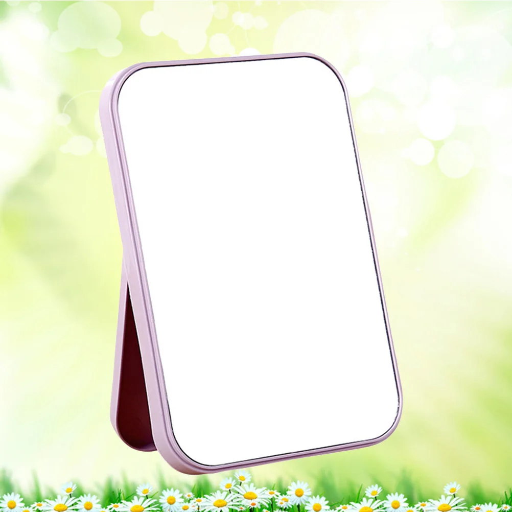 Miroir de maquillage Facial Portable violet clair, miroir de bureau pliable, Design pliable, cadeau de voyage unisexe pour adolescents