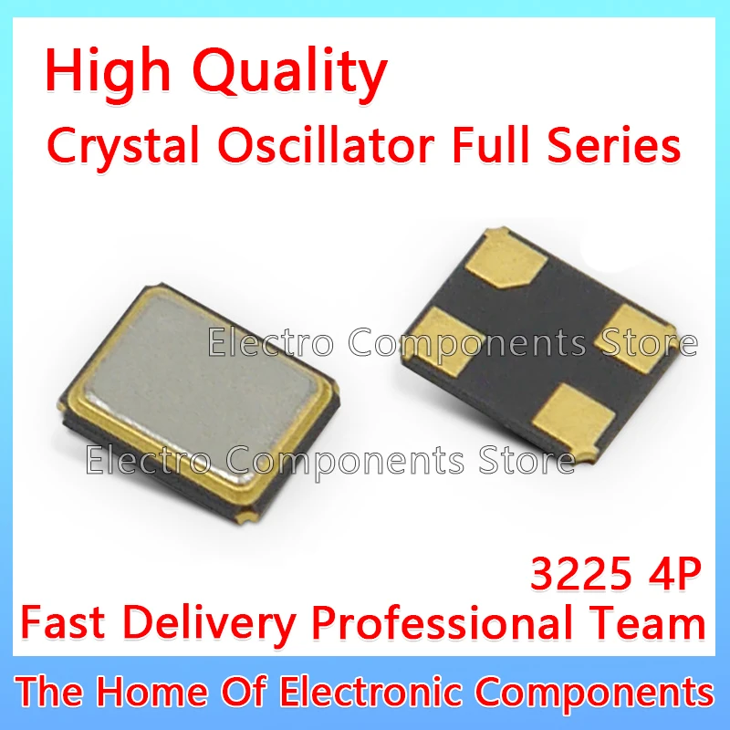 100PCS 3225 SMD Passive Crystal Oscillator 4P 26.000MHz 26.2982MHz 27.000MHz 27.120MHz 27.1383MHz 28.63636MHz 32.000MHz 48MHZ
