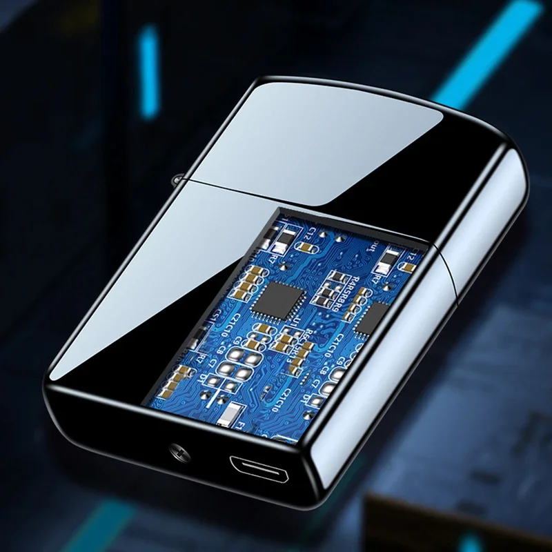 ولاعة معدنية كهربائية مقاومة للرياح بقوس مزدوج ولاعة بلازما عديمة اللهب قابلة لإعادة الشحن USB وشاشة عرض طاقة LED ولاعات مستشعر باللمس #4