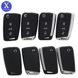 Xinyuexin Remote Shell for VW Passat Golf 7 MK7 for Seat Leon for Skoda Octavia 3 Buttons Flip Folding Replacement Car Key HU66