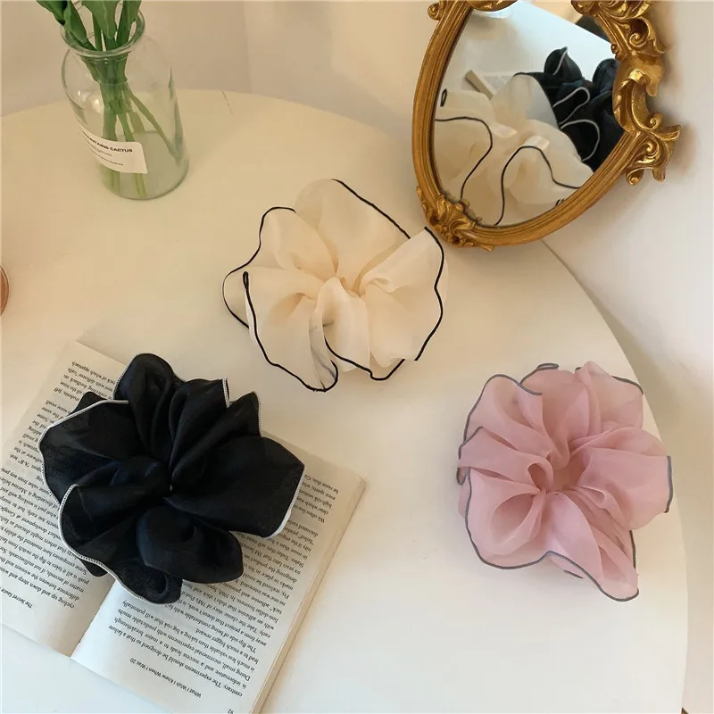 

Новые шифоновые резинки для волос больших размеров в стиле ретро для женщин, аксессуары для волос в стиле феи, спиральные резинки для волос