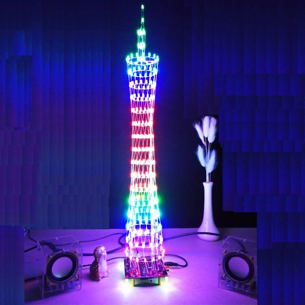 APP Version Bluetooth WiFi Control colorful LED lamp Canton Tower Guangzhou tower light LED cube music spectrum DIY Parts Kit