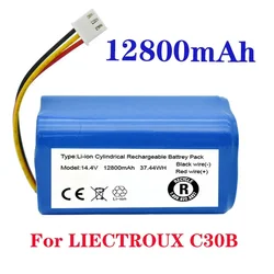 14.4v 12800mAh (For C30B) High Capacity Original Battery for LIECTROUX C30B Robot Vacuum Cleaner, , lithium cell, 1pc/pack