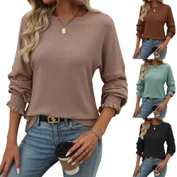 Women's Blouses 2025 Fashion New Spring Autumn Casual Solid Color Long Sleeve Striped Loose Shirts Female Tops Pullovers Clothes