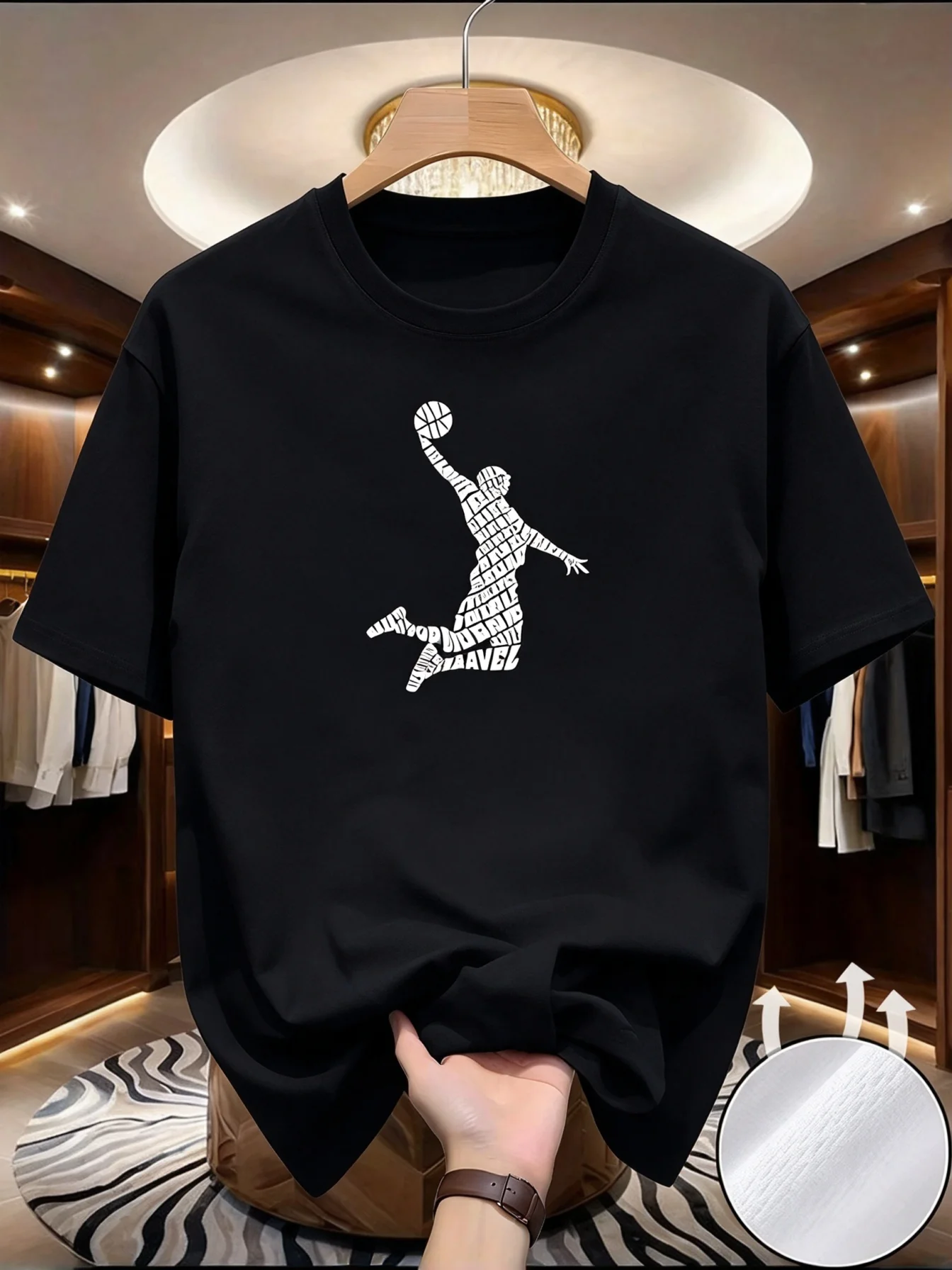 2026 New Pop Sport Family Matching Unisex Oversized T Shirt Basketball Dunk Word Art Chest Graphic Streetwear Loose Cotton Tee