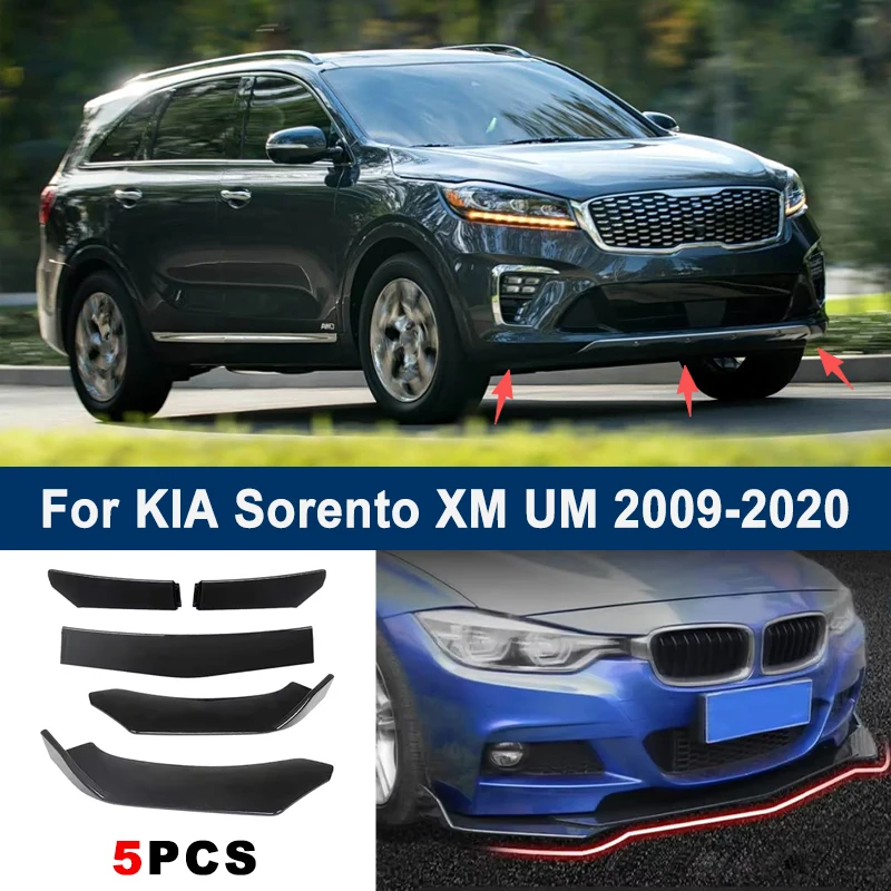

Adjustable 5Pcs Sectional Front Spoiler Lip For KIA Sorento XM UM 2009-2020 Front Bumper Splitter Car Exterior Sport Body Kit