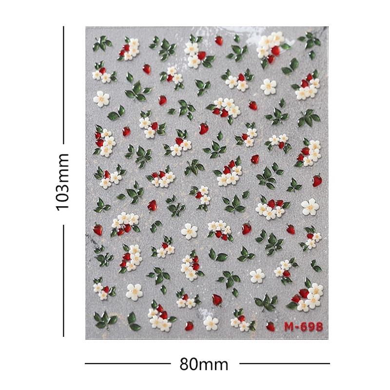 5D 레드 로즈 엠보싱 네일 스티커, 발렌타인 데이 나비 매듭 꽃, 자체 접착 슬라이더 데칼, 매니큐어 네일 아트 장식, 신제품