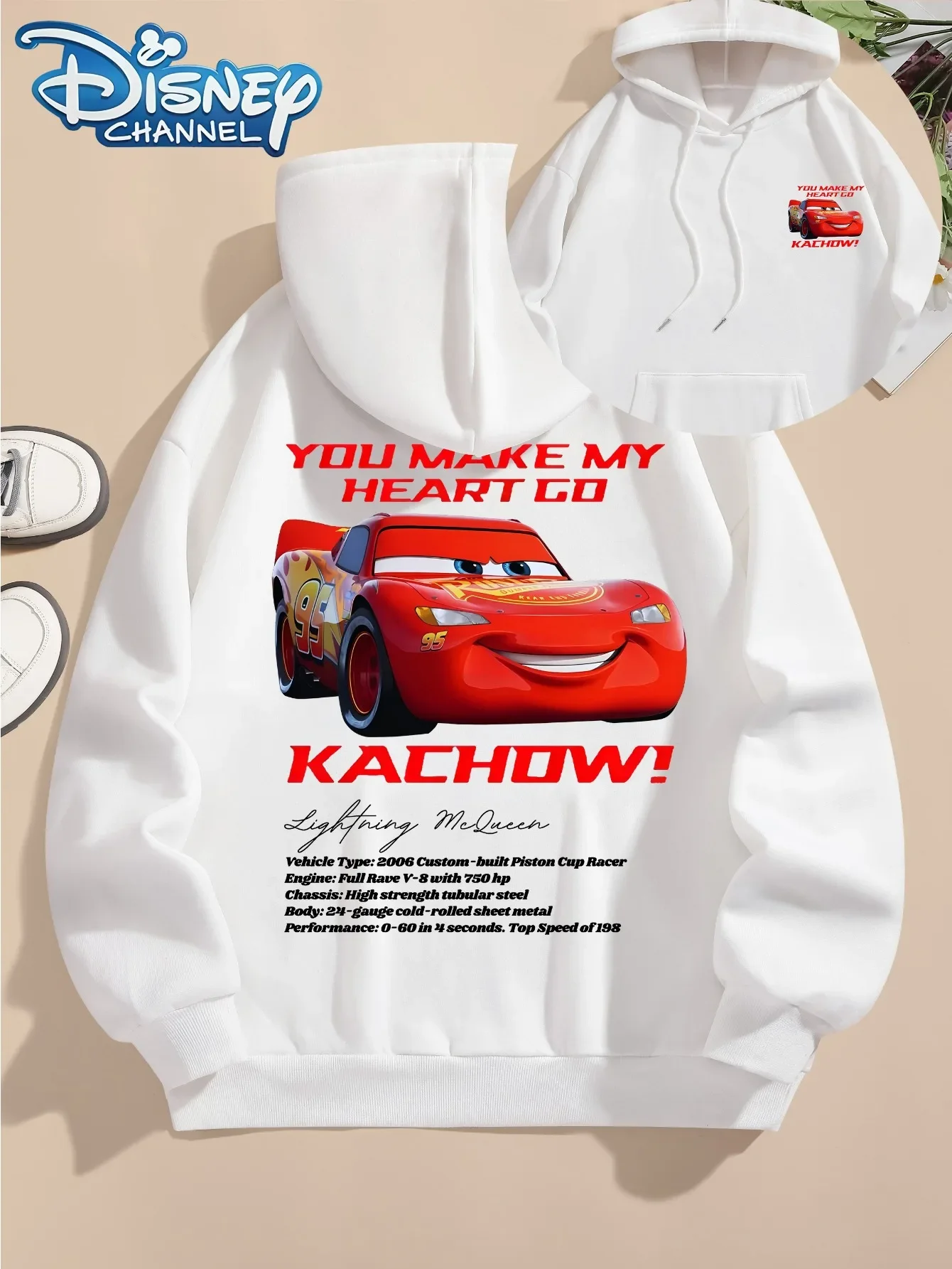 Sudadera con capucha de Lightning McQueen de Disney para hombre, jersey de película de coches, sudadera cálida de estilo callejero para otoño/invierno