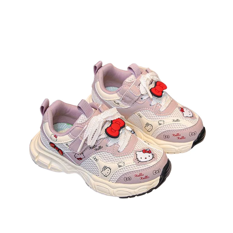 فتاة مرحبا كيتي Kawaii أحذية خفيفة أنيقة طالب الربيع والخريف مواسم الكرتون أنيمي الطفل عدم الانزلاق أحذية رياضية نمط جديد