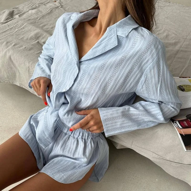 

Fashionable Pure Color Shorts And Shirt Set Casual Wearable Outfit Home Clothes 2026 New Autumn Women's Clothing Breathable T...