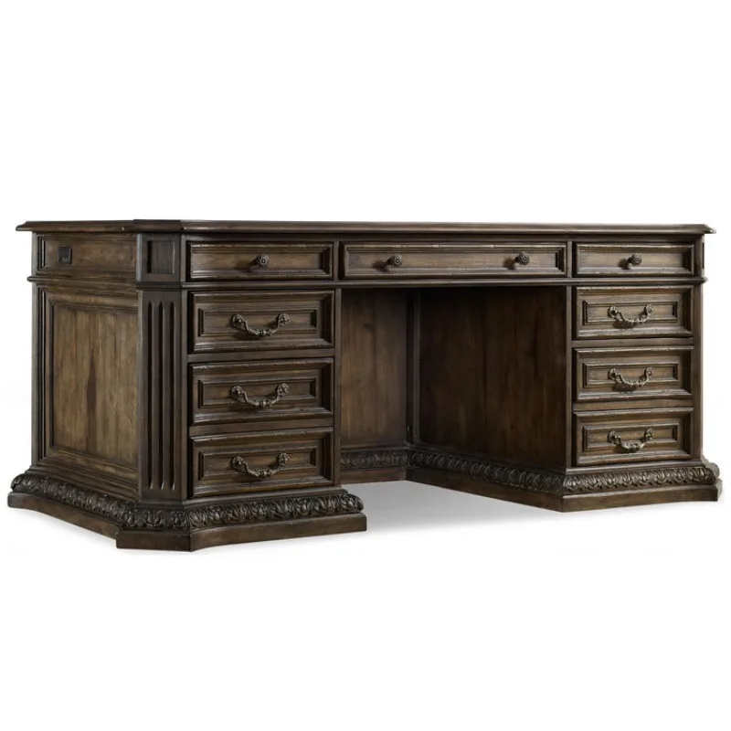 

American retro oak old carved desk conference table French solid wood desk