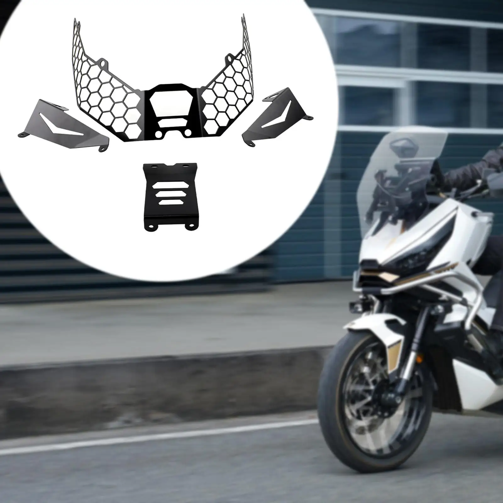 

Black Motorcycle Headlight Protection Cover Light Shield Net Aluminum Alloy Retrofit for ZONTES 368G