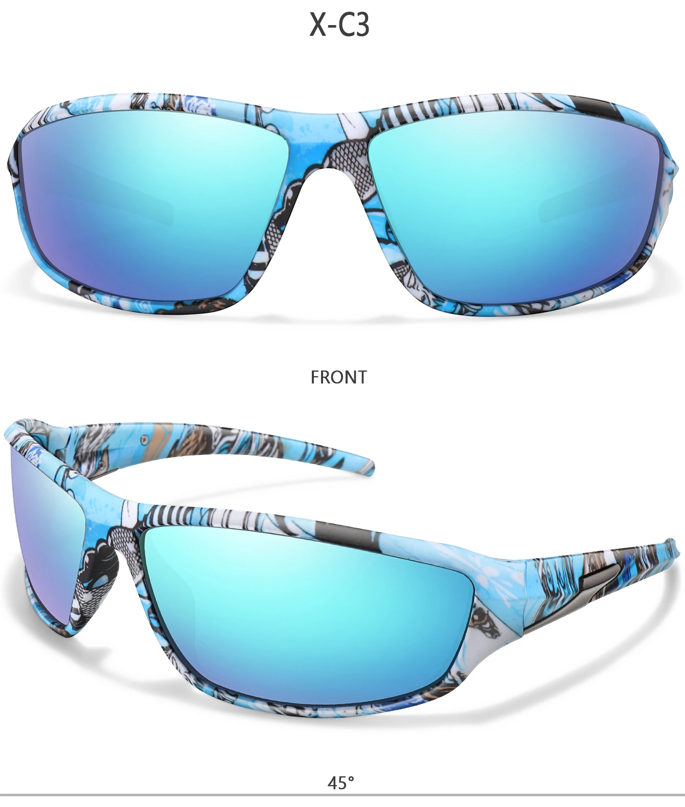 Polarisierte UV400-Angelsonnenbrille für Herren und Damen, Sportbrille zum Radfahren, Laufen, Wandern – Detail 9