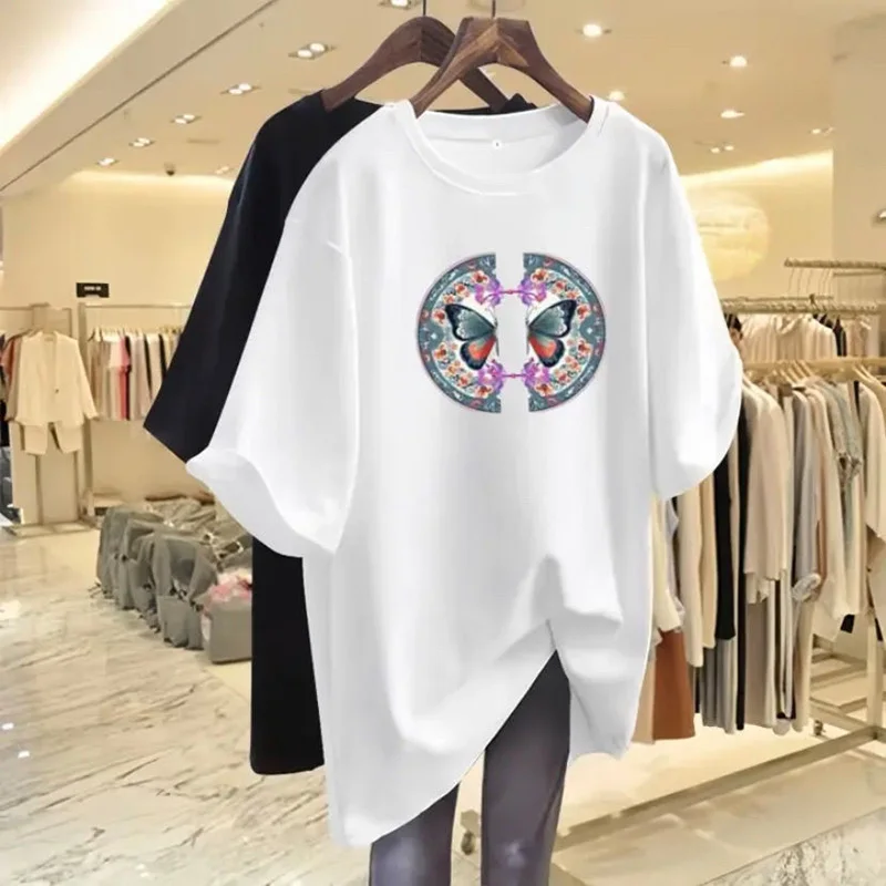 

Women Clothing Vintage O-neck Short Sleeve T-shirt, 100% Cotton Cartoon Printed Top Tee, Summer Loose Casual Basic Pullovers
