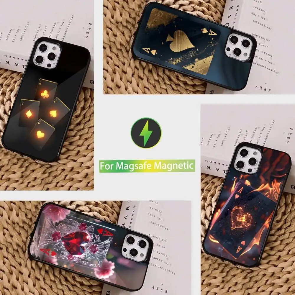 

Art Ace OF Spades Poker Case For iPhone 16,15,14,17,13,12,11,Pro,Max,Plus,Mini, Magsafe,Magnetic Wireless Charging Case
