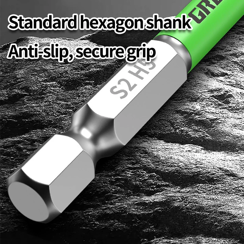 GREENERY Rainbow Hex Head Allen Wrench Screwdriver Bit Set S2 Tungsten Steel Multi-Size Impact Quick Release for Electric Drill