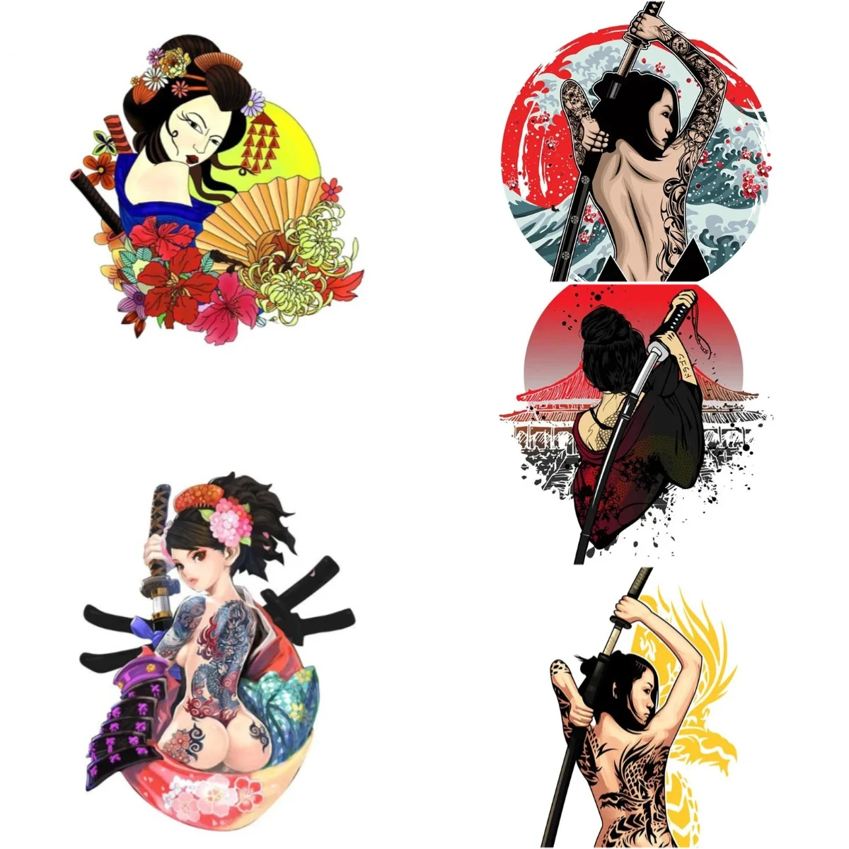 

JDM Decals Japan Female Samurai Ninjia Car Stickers Auto Window Trunk Waterproof Sunscreen Vinyl Decals Decoration