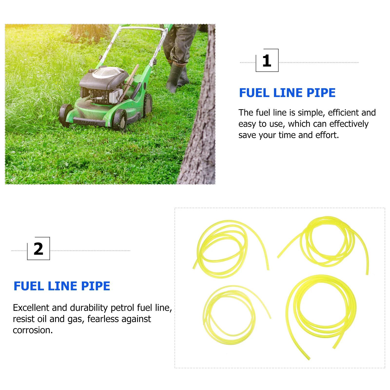 

4Pcs Durable Fuel Line Hose Oil Resistant Flexible Petrol Fuel Tube for Small Engine Chainsaw Whacker String Trimmer