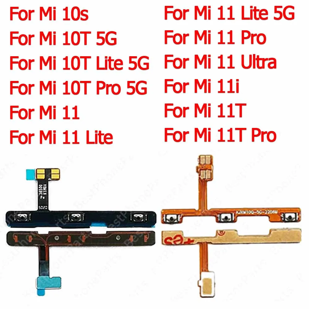 For Xiaomi Mi 10 Lite 10S 10T 5G 11 Ultra 11i 11T Pro Switch Power On Off Mute Volume Replacement New Flex Cable