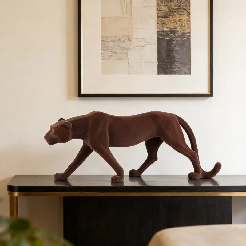 

Luxury Abstract Art Flocking Leopard Decoration,Resin Sculpture Home,Living Room Foyer,Desktop Office Animal Statue Decorations