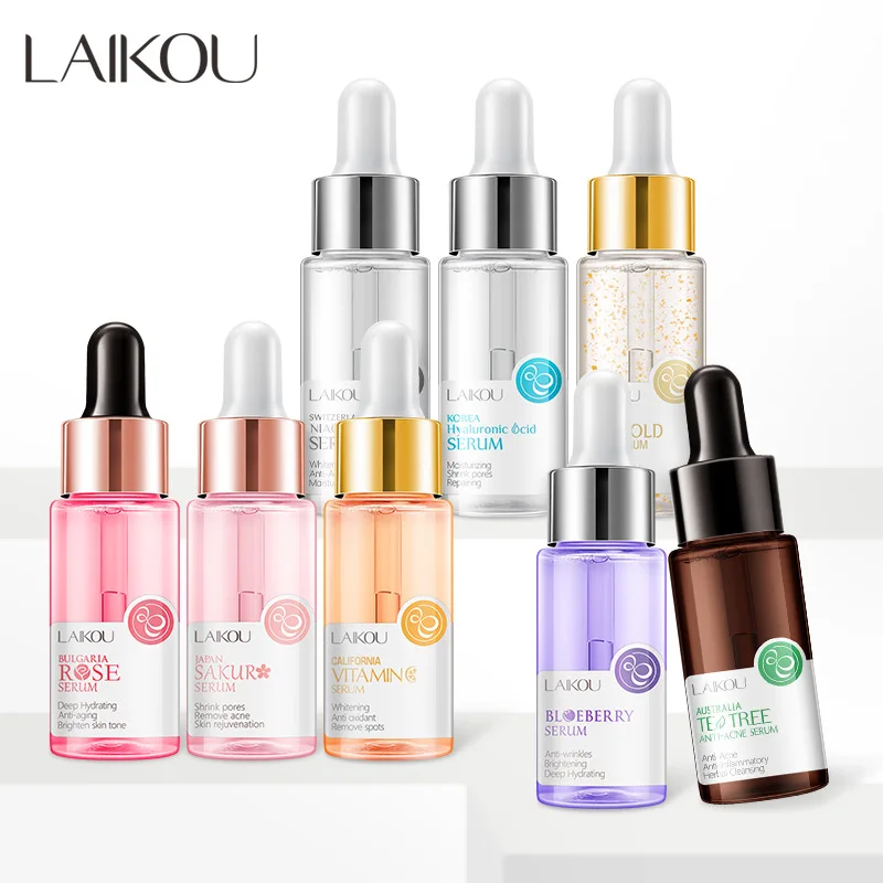 

17ml Japan Sakura Vitamin C Rose Moisturizing Face Serum Hyaluronic Acid 24K Gold Snail Acne Treatment Whitening Skin Care Serum