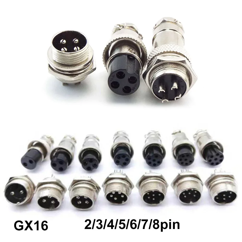 GX16 2pin 3 4 5 6 7 8 core pin 16mm Nut type Male Female Panel mount Socket Electrical LC cable Wire Connector Aviation Plug q1