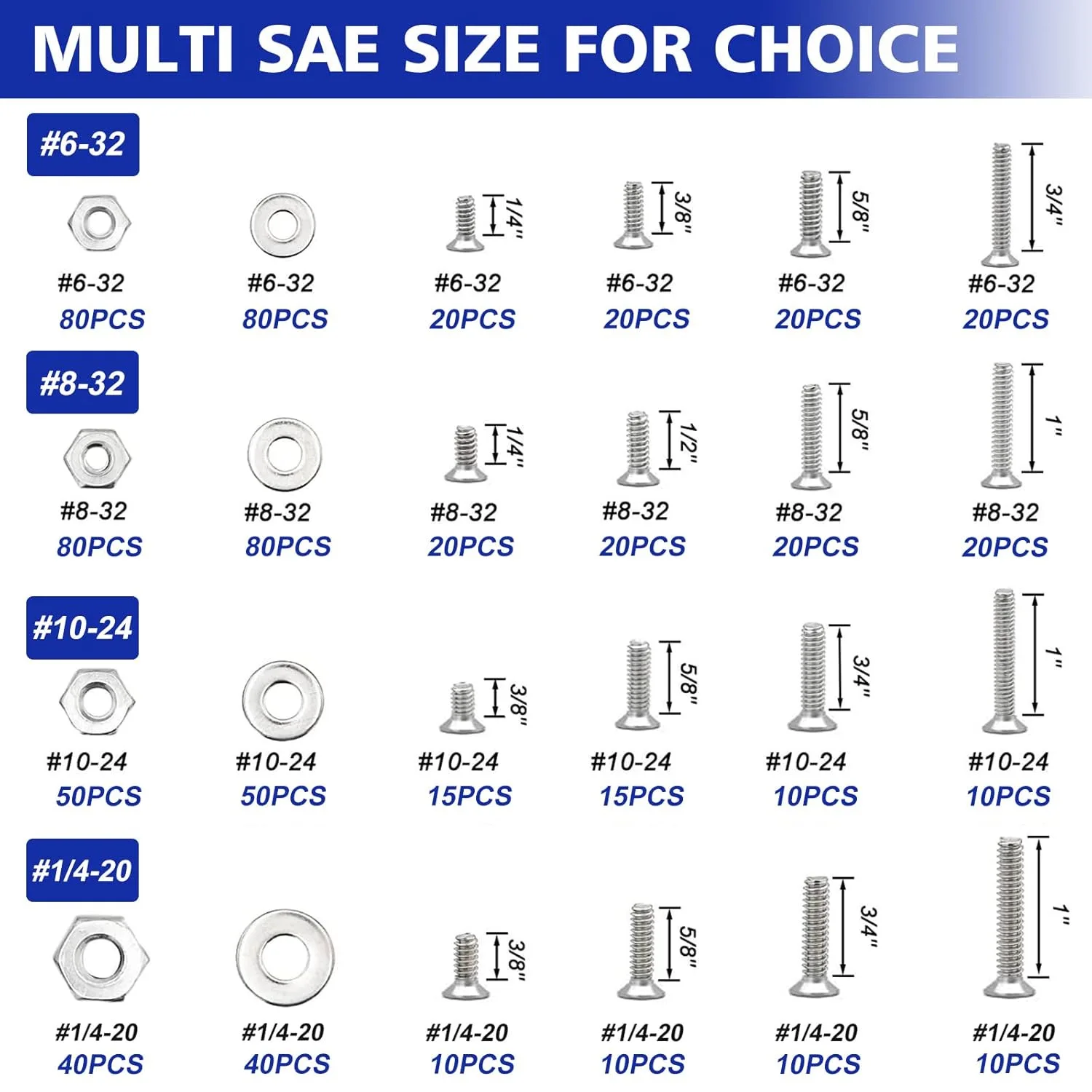 1575PCS 304 Stainless Steel Screw Assortment Kit Pan Head Phillips Countersunk Screws Nuts Fastener Hardware Set with Box