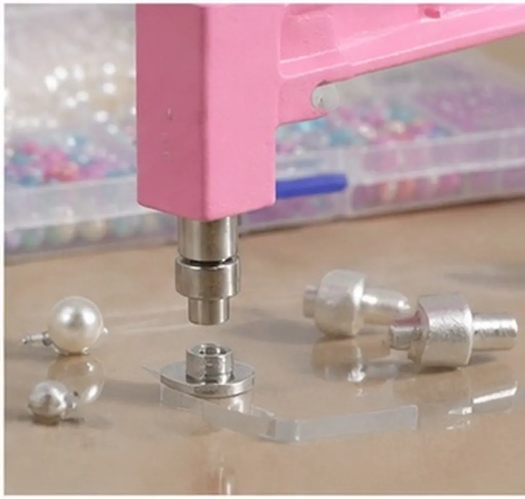 1Set Pearl Mounting Press Hand Press Bead Setter Kit for Hats Shoes Bags Clothes DIY Jewelry Making Easy Manual Beading Machine