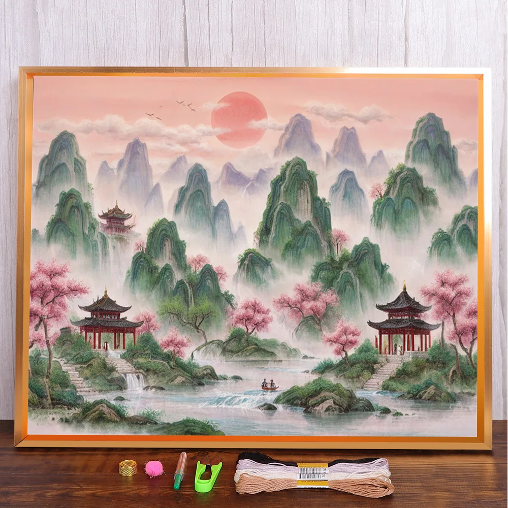 Chinese Style Painting Cross-Stitch DIY Embroidery Full Kit Handicraft Painting Needlework Handmade For Adults Promotions Sales