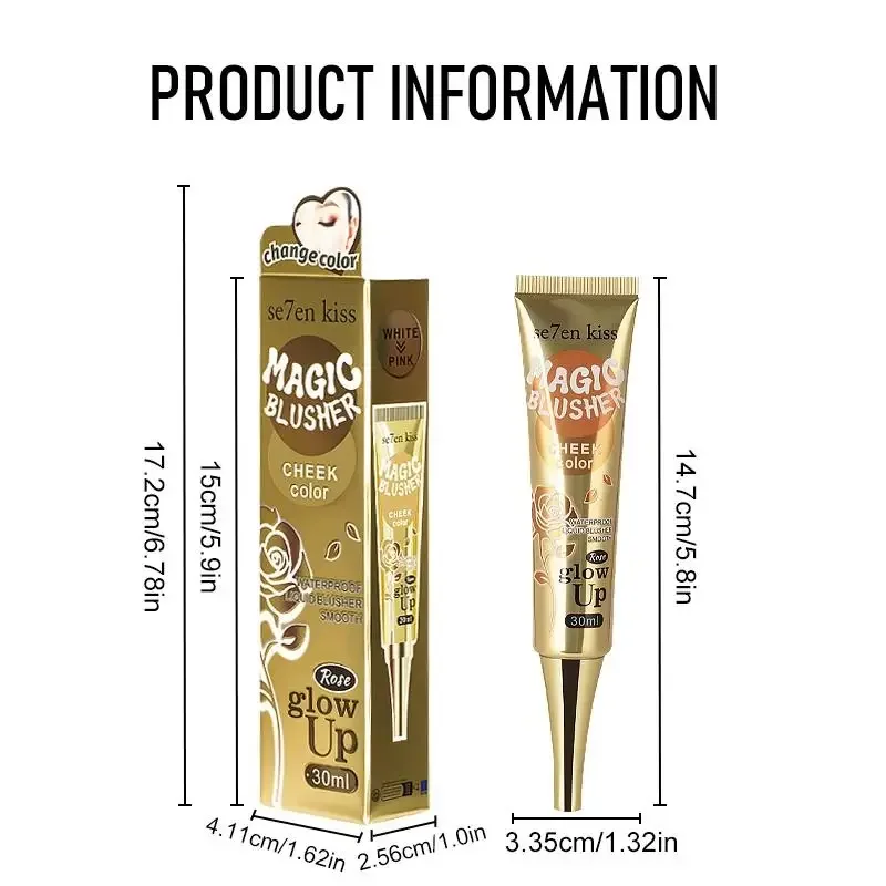 أحمر خدود متغير الألوان، كريم أحمر خدود سائل مقاوم للماء، مكياج ناعم للوجه، مستحضرات تجميل تدوم طويلاً #6