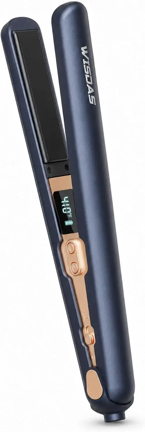 Ceramic 2-in-1 Hair Straightener & Curler, Wireless Negative Ion Flat Iron for Straightening and Curling