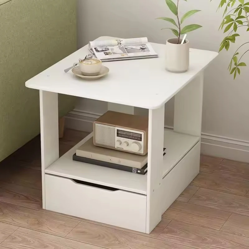 #Contemporary Eco-Friendly Coffee Table Storage 1 Drawer Living Room Sofa Side Cabinet Corner Bedside Table Small Square Mini