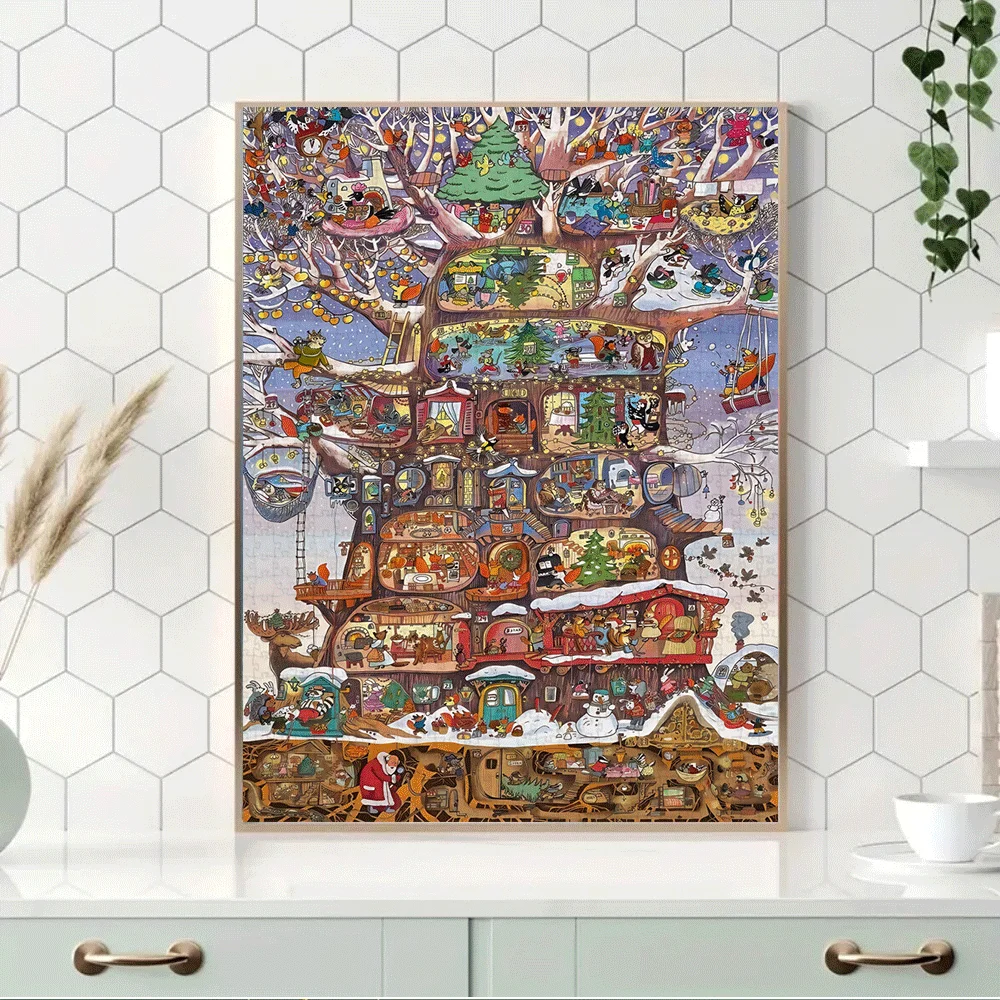 จิ๊กซอว์ต้นคริสต์มาส 1000 ชิ้น - จิ๊กซอว์กระดาษขนาดใหญ่สำหรับผู้ใหญ่และครอบครัว เกมสร้างสรรค์สำหรับตกแต่งบ้าน งาน DIY สำหรับเทศกาลโฮลี