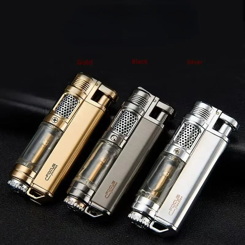 Visible Gas Window Torch Lighter Jet Butane Metal Turbo Lighter Portable Airbrush 1300C Windshield Gadget Men's