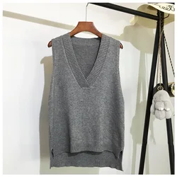 Female knitting students Korean style Western-style waistcoat Women spring new V-neck outer wear vest sweater vest