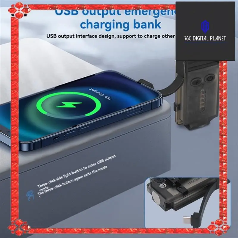 V30 Flashlight LED Keychain Light Keychain Light Camping Fishing Torch Emergency