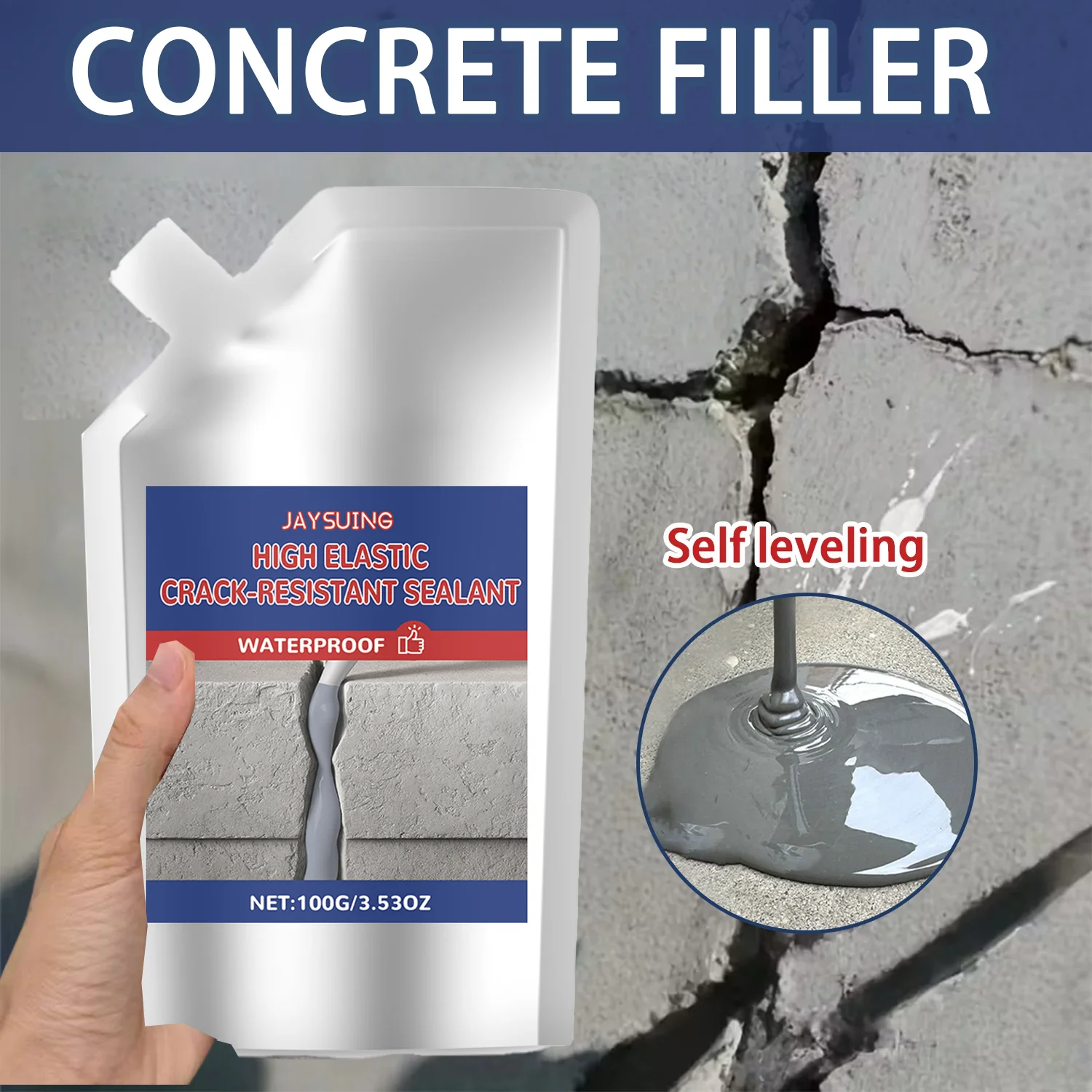 100G  Driveway Crack Filler Asphalt Crack Filler Concrete Crack Repair Patch Concrete Repair Asphalt Patch Cracked Tile Fill