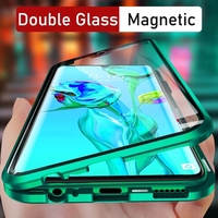 360 Metal Magnetic Case For Huawei P50 P40 P20 P30 Lite Pro Double Sided Glass Case For Honor 80 70 60 20 50 Pro 8X 9X Y9S Case