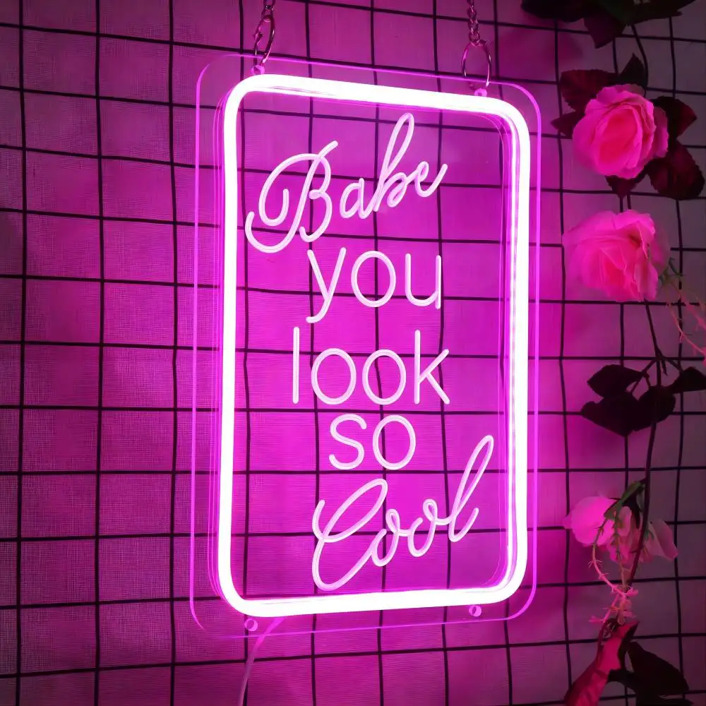 Babe You Look So Cool Neon Sign Engrave Personal Led Lights For Neon Light Wall Decoration Party Supplies Support Customized