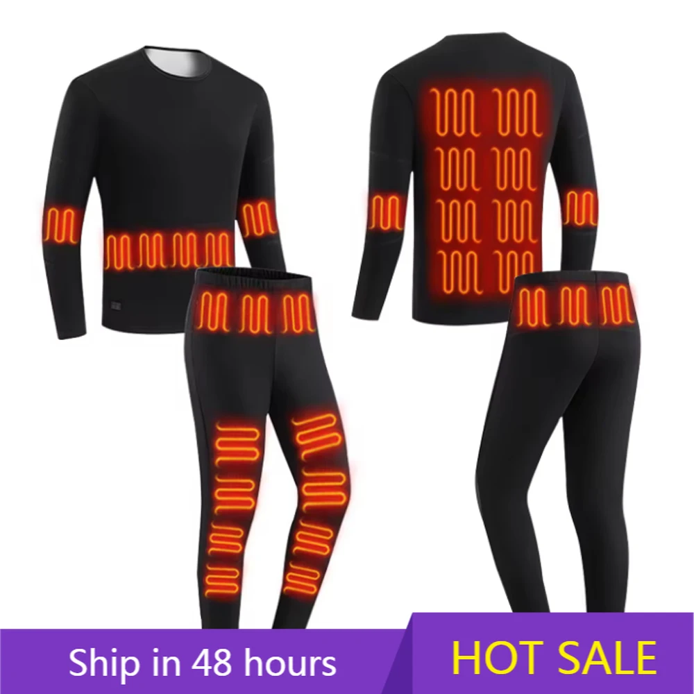 

POWER LEAP XKenHeat Winter USB Rechargeable 95% Cotton 5% Spandex Heated Base Layer Thermal Long Sleeve Underwear for Men Women