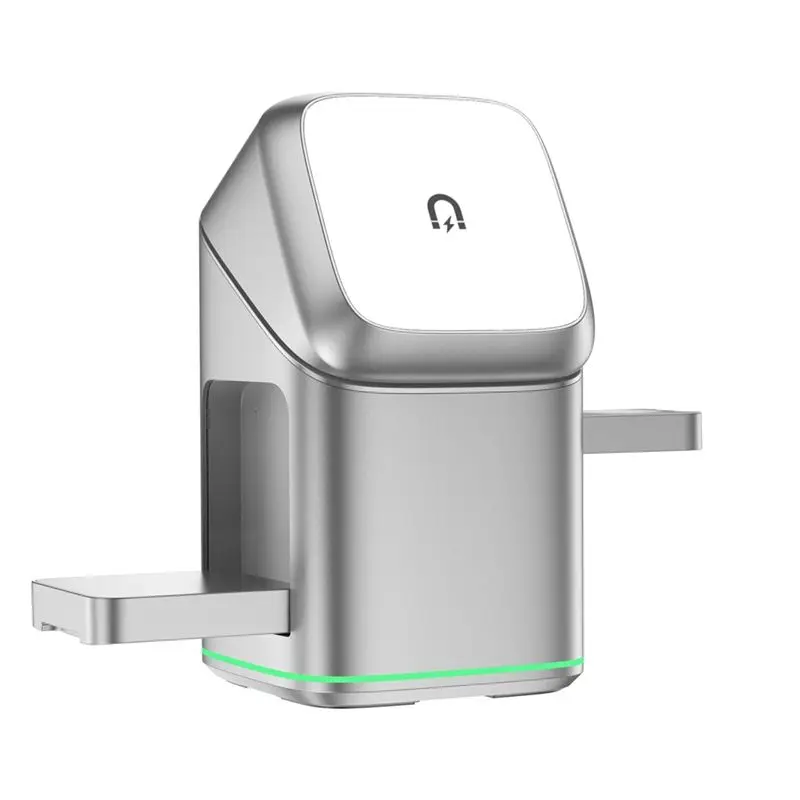 3 In 1 Magnetic Wireless Magsafe Magnetic Suction Mobile Phone Wireless Silver