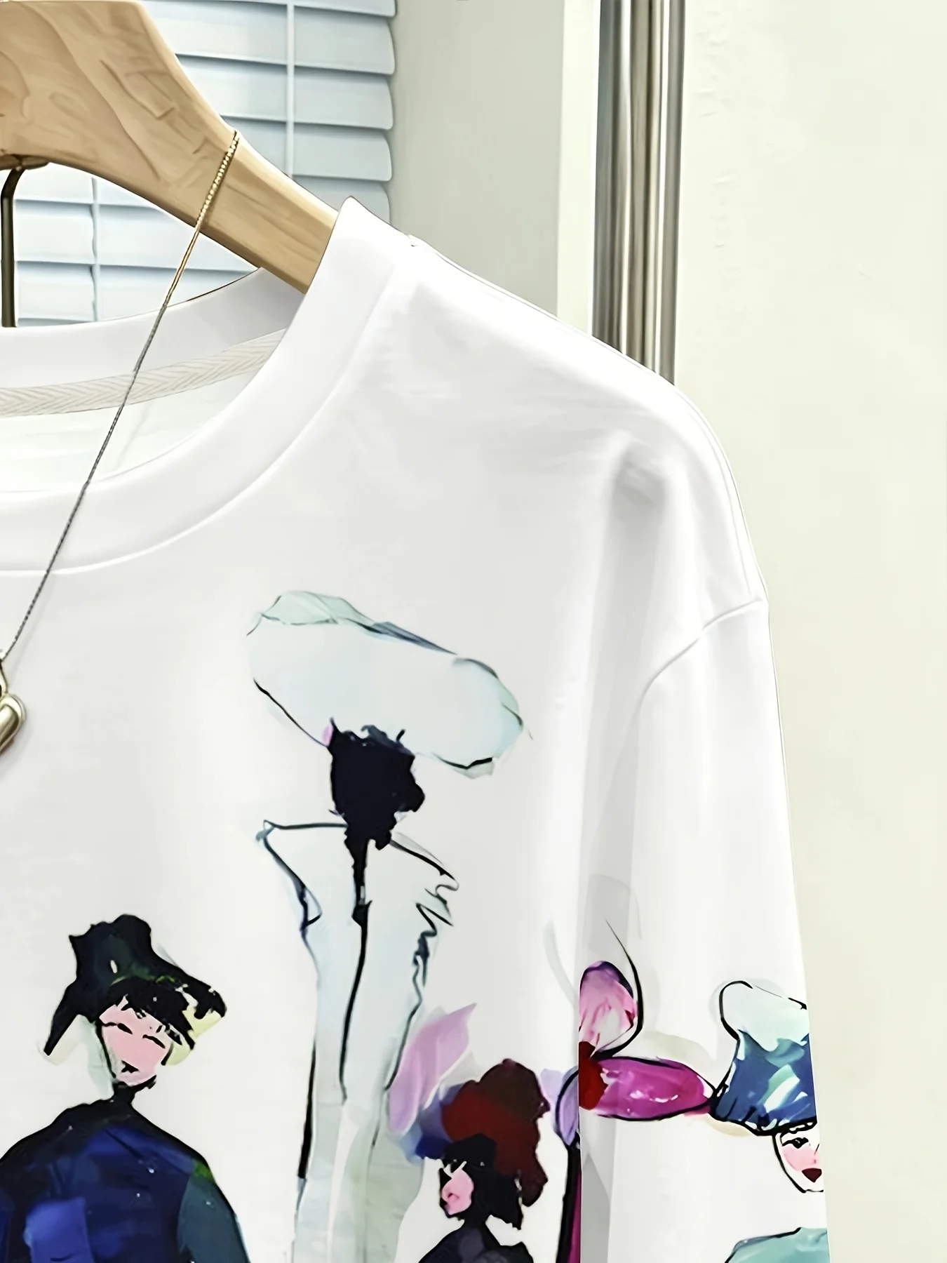 Women T‑Shirt Long Sleeve 3D Watercolor Abstract Fashion Figure Print Tees Casual Daily O‑Neck Basic Top Women's Clothes - view 5