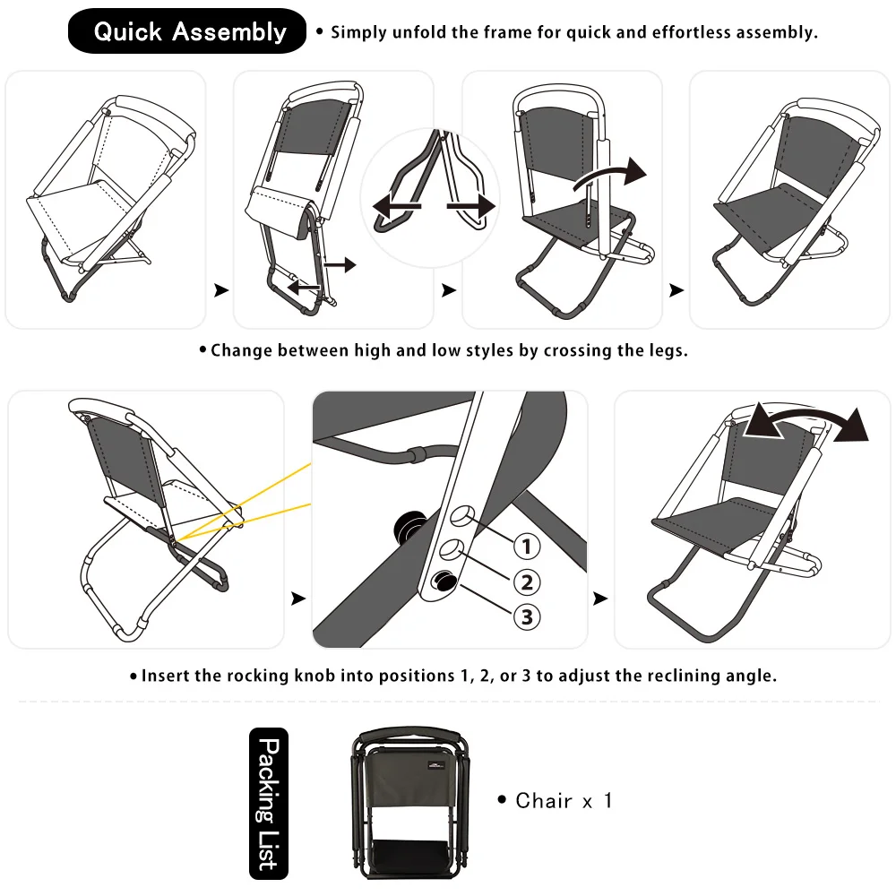كرسي Soomloom للتخييم في الهواء الطلق قابل للتعديل بارتفاع منخفض وعالي قابل للطي 2-اتجاه EVOLVER للصيد، التجمعات العائلية، والتخييم الجماعي