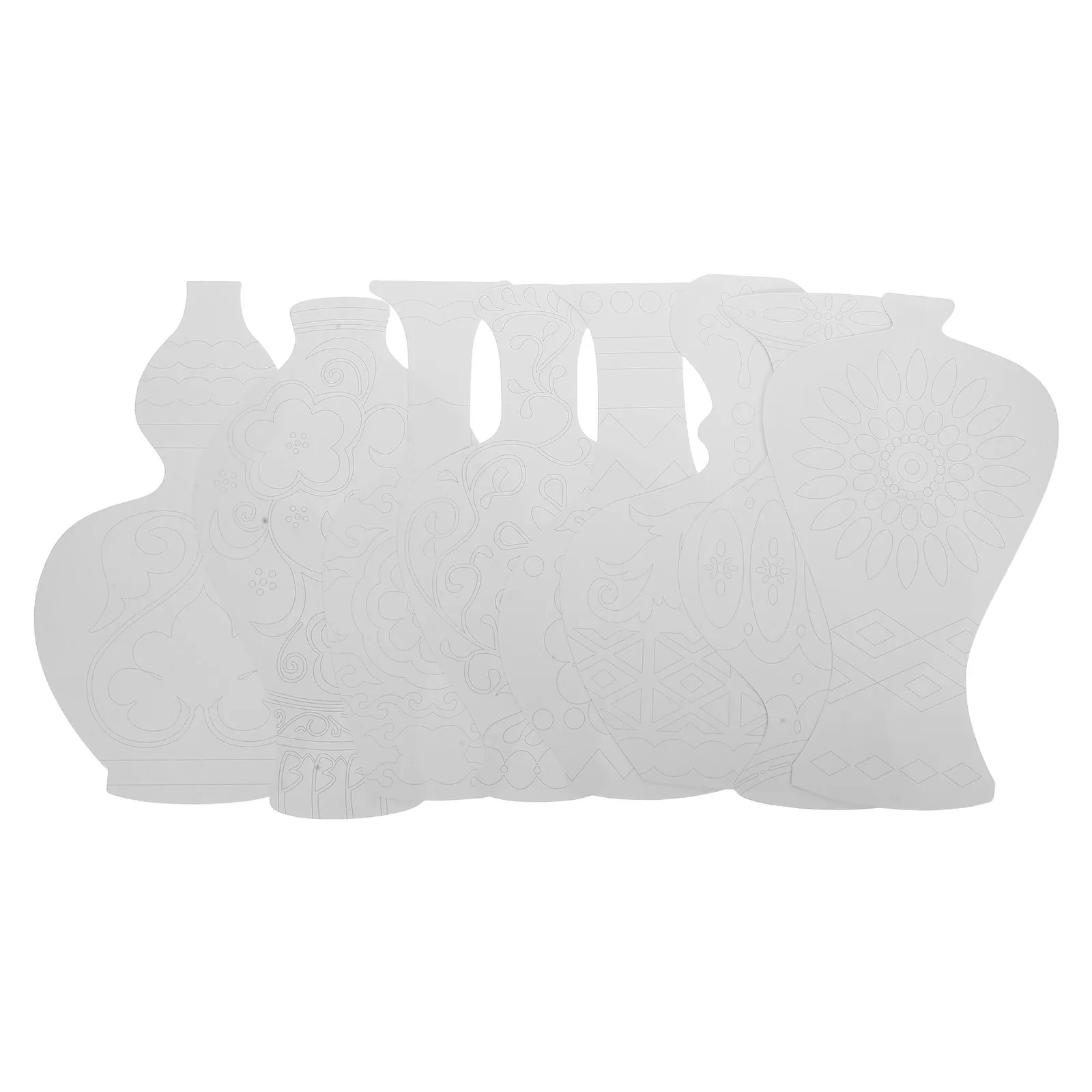 16Pcs Blue and White Chinese Porcelain Vase Shaped DIY Painting Craft Kit for Kids Sturdy Cardboard Coloring Paper Graffiti Art